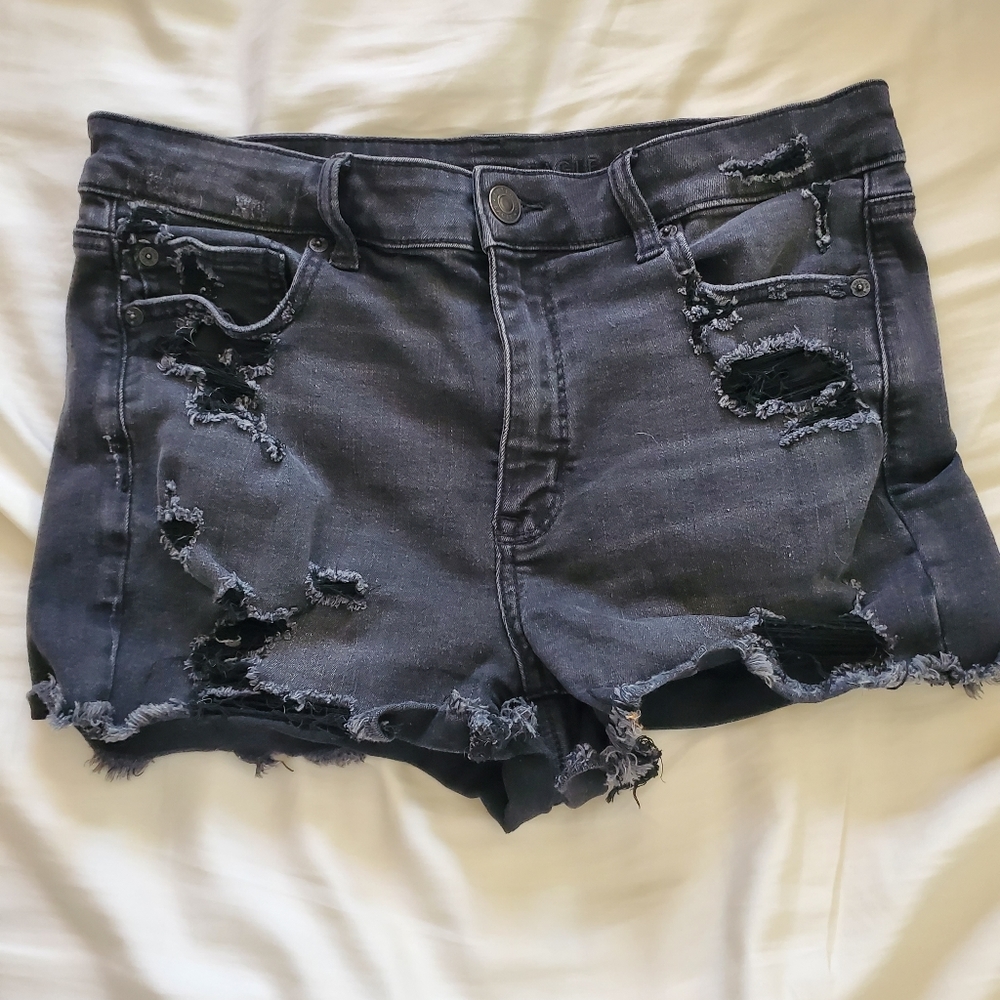 Ripped jean shorts